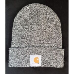 Carhartt Beanie Gray/Black Logo OS Knit Foldover Warm Outdoors